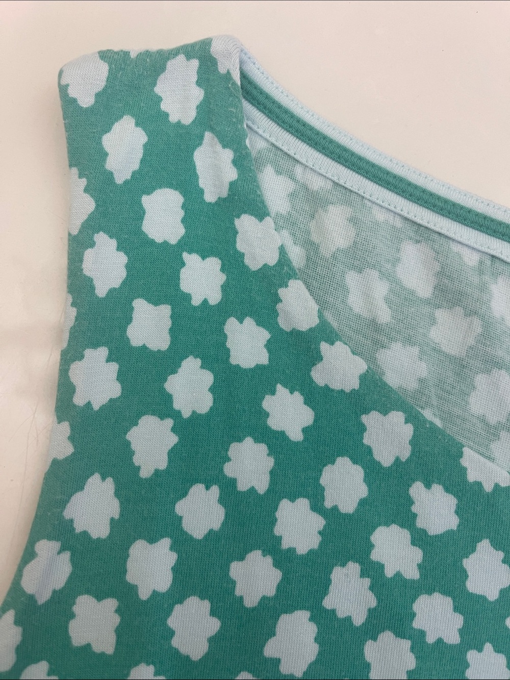 Boden Teal and White Sleeveless Printed Knit Dress, size 6 - Picture 4 of 8